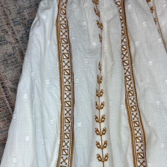 Cleobella Lacey Mini Dress w Tie Straps Side pockets Ivory & Brown Embroidered-S - Picture 7 of 15